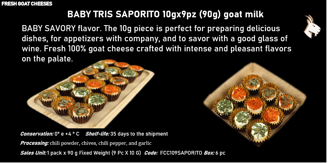 BABY TRIS (10gx9pz) al latte caprino 90g peso fisso - DELICATO - GUSTOSO - SAPORITO