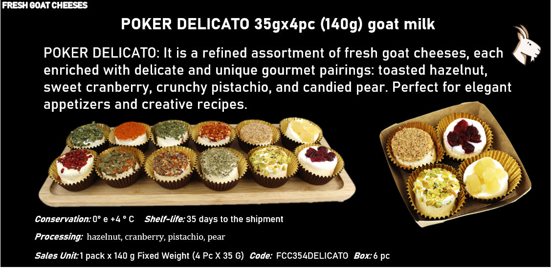 POKER (35gx4pz) 140g al latte caprino: POKER DELICATO - POKER GUSTOSO - POKER SAPORITO