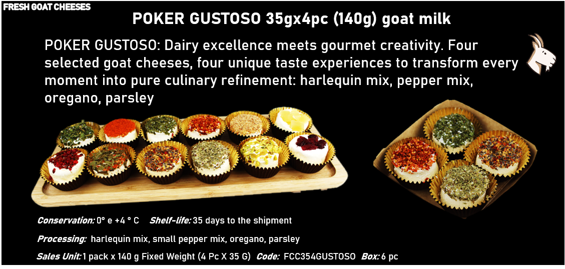 POKER (35gx4pz) 140g al latte caprino: POKER DELICATO - POKER GUSTOSO - POKER SAPORITO