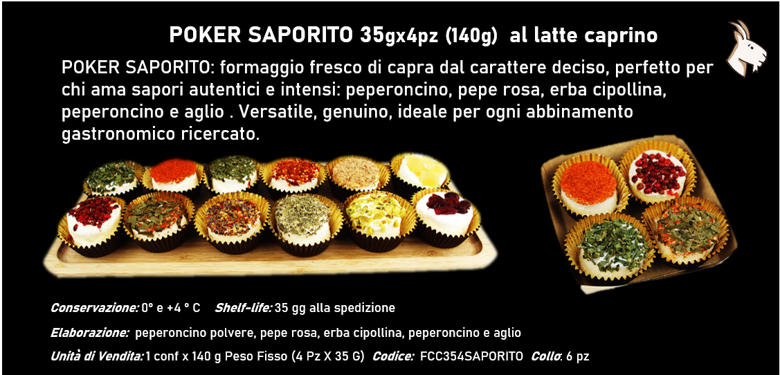 POKER (35gx4pz) 140g al latte caprino: POKER DELICATO - POKER GUSTOSO - POKER SAPORITO