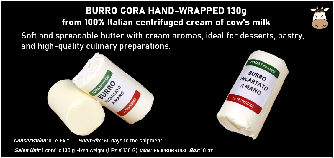 BURRO CORA FASCIATO A MANO 130g da panna centrifugata 100% italiana