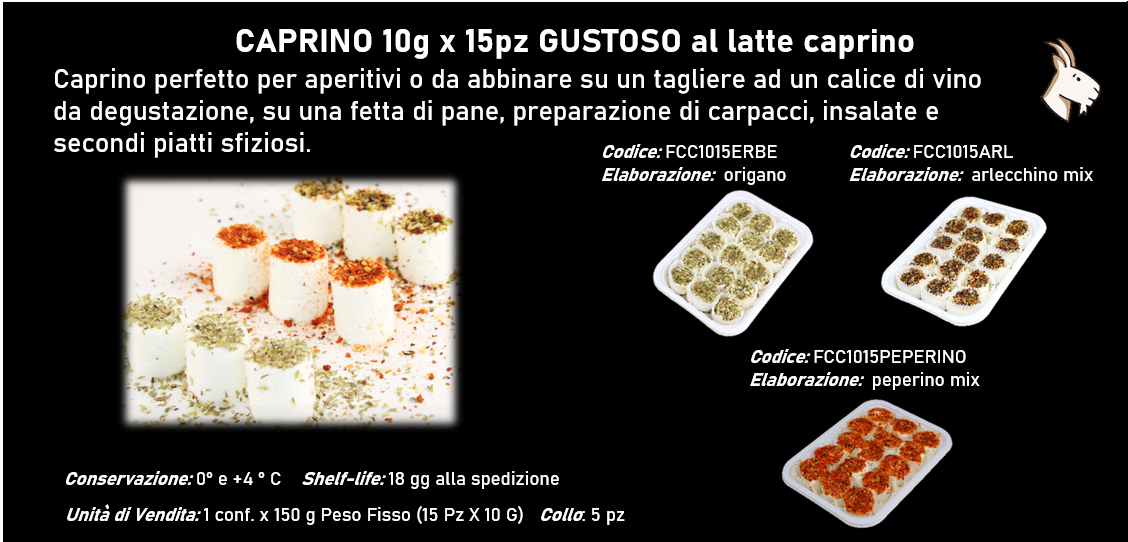 CAPRINO 10g x 15pz al latte caprino:  - DELICATO - GUSTOSO - SAPORITO