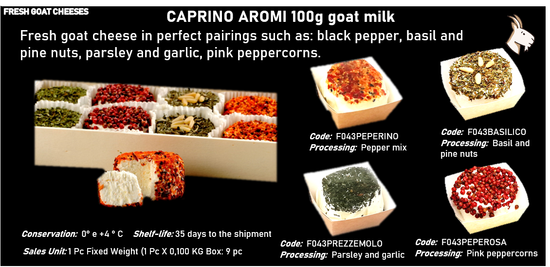 CAPRINO FRESCO 100g al latte caprino - CAPRINO AROMI 100g al latte caprino - CAPRINO FRUTTA 100g al latte caprino
