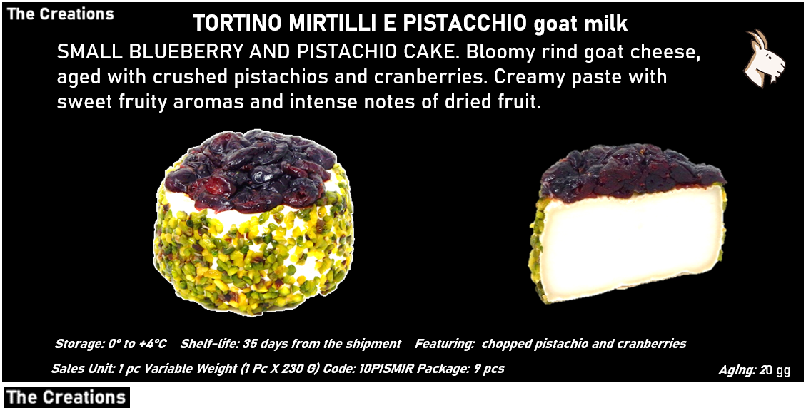 TORTINO MIRTILLI E PISTACCHIO al latte caprino